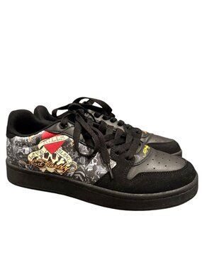Ed Hardy Love Kills Slowly Sneakers Men’s 8.5 Black Tattoo Graphic Y2K EUC
